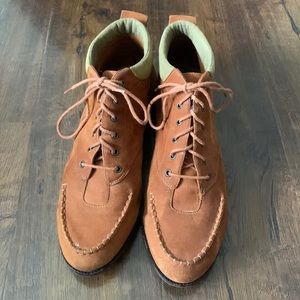 Unique Tan Leather Moccasin Lace Up Booties I. E. With Nike Air Size 10